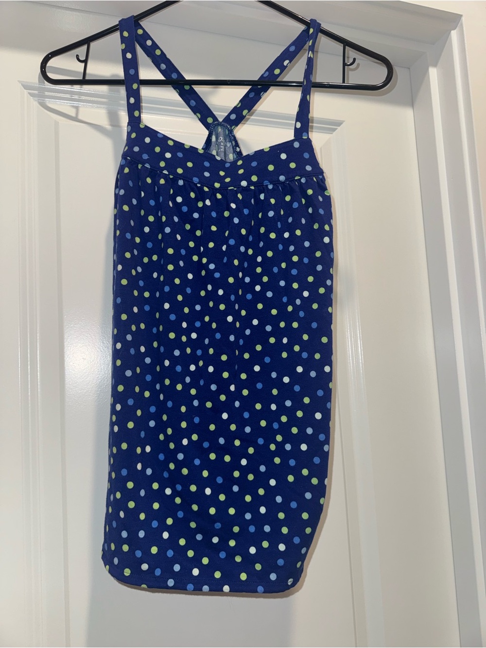 Lands' End Y2K Navy Blue Polka Dot Tank Top
